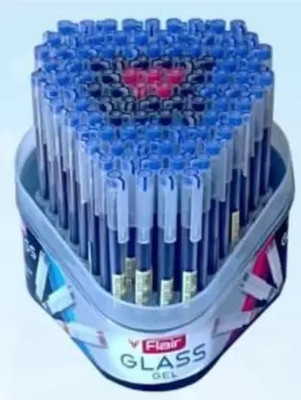 FLAIR Glass Gel Pen(Pack of 100, Ink Color - Blue)