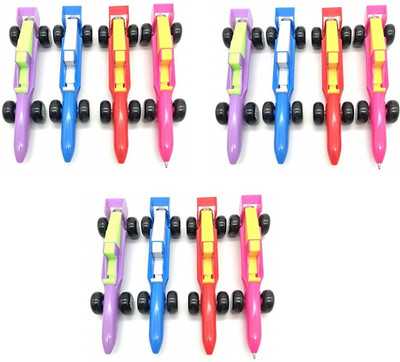 Eclet 12pc Car-shaped Writing pen for kids Perfect Gift for kids & Stationery lovers Ball Pen(Ink Color - Multicolor)