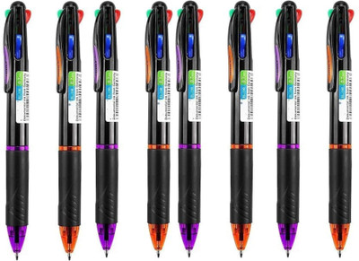 apcatio Baile 4-in-1 Multicolor Ballpoint Pen Smooth Writing Ball Pen(Pack of 8, Ink Color - Multicolor)