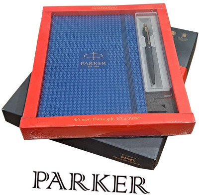 PARKER CLASSIC MATTE BLACK GT BALL PEN WITH A5 BLUE HOUNDSTOOTH PRINT NOTEBOOK Ball Pen(Ink Color - Blue)