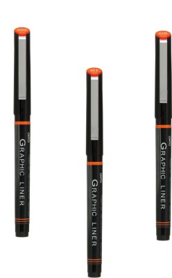 OHTO Graphic Liner Needle Point-005/ 01/05 Artist Supplies Archival Inking Roller Ball Pen(Pack of 3, Black)