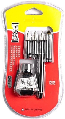 FRKB 2 nib holders & ink Pen Set for Calligraphy(Pack of 4, Ink Color - Black)