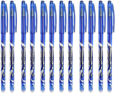 GNSP 12 Pcs Blue Ink Erasable Gel Pen Set with attached Magic Wipe Eraser 0.35mm Nib Gel Pen(Pack of 12, Ink Color - Blue)