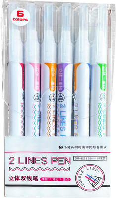 AARNASHOPPE 2 LINE GEL PEN Gel Pen(Pack of 6, Ink Color - Multicolor)