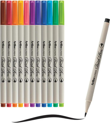 Artline Supreme Brush Pens | Vibrant Water-Based Brush Tip Colouring & Drawing Pens Fineliner Pen(Pack of 12, Ink Color - Multicolor)