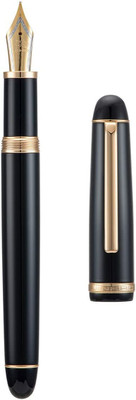 Gold Leaf Jinhao X-350 Black Metal Fp With Converter Fine Nib Golden Trim Set Of 1 Pcs Fountain Pen(Ink Color - Blue)