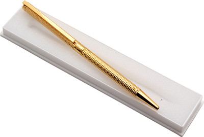 Ledos Sleek Shine Gold Line Design Metal Body Ball Pen(Ink Color - Blue Refill)