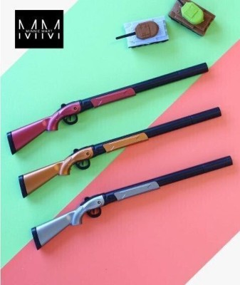 minnie mart Stylish Rifle / Gun Gel Pen For Students & Kids, Writing Pubg Toy Gun Shape Pen Gel Pen(Pack of 3, Blue)