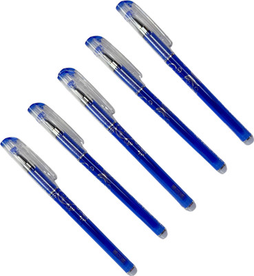 GLAZU Rollerball Ball Pen(Pack of 5, Ink Color - Blue)