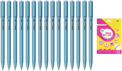 HAUSER XO Ball Pen Box Pack | Tip Size 0.6 mm With Glue Drops Ball Pen(Pack of 15, Ink Color - Blue)