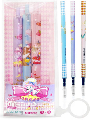 apcatio Cute FAIRY Tale Wolrd Ball Pens For Writing-Cartoon Ball Pen(Pack of 3, Ink Color - Blue)