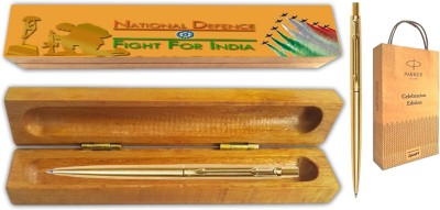 PARKER JOTTER LONDON GOLD GT BP With Wooden Fight For India Gift Box and Gift Bag Ball Pen(Blue)
