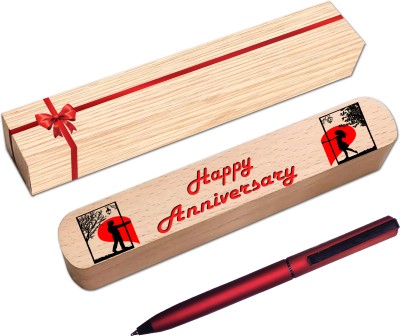 Klowage Saint Slim Ball Pen with Happy Anniversary Gift box and Bag Ball Pen(Blue)