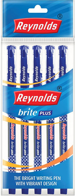 Reynolds Brite Plus Ball Pen(Pack of 50, Ink Color - Blue)