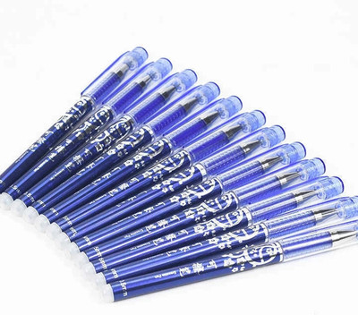 Poohan CUTE Blue Ink Erasable Gel Pen with attached Magic Wipe Eraser 0.5mm Nib Size Gel Pen(Pack of 12, Ink Color - Blue)