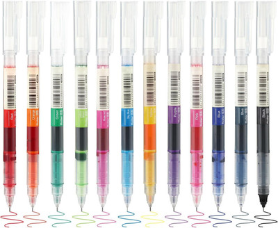 Arrolliant Rolling Ball Pens 0.6mm Quick Drying Pen Bright Gel Pen(Pack of 10, Ink Color - Multicolor)