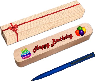 Klowage Saint Navy Blue Slim Ball Pen with Happy Birthday Gift box and Bag Ball Pen(Blue)