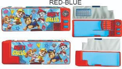 striders Paw Patrol Magnetic Pencil Box with Compass Button Organizer for Kids modern Art Plastic Pencil Box(Set of 1, Multicolor)