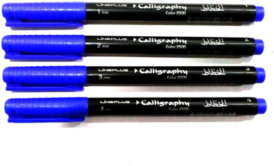 Lineplus Pen Calligraphy(Pack of 4, Ink Color - Blue)