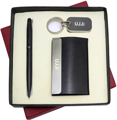 UJJi 3in1 Metal Pen with Stylus for Touch Screen Pen, Keychain and ATM Card Holder Pen Gift Set(Pack of 2, Ink Color - Blue )