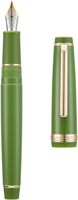 Gold Leaf J82 Plastic Fp With Converter 0.5MM Fine Nib Chrome Gold Trim Set Of 1 Pcs Green Fountain Pen(Ink Color - Blue)