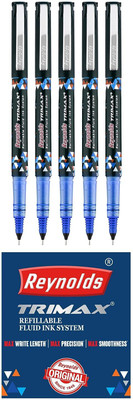 Reynolds Trimax Roller Ball Pen(Pack of 5, Ink Color - Blue)