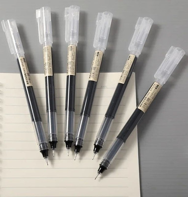 KLIDSHUSOZ TREASURE Fine Roller Gel Pen 0.5mm Large Capacity Straight Liquid Gel Pen Office Writing Ink Cartridge(Pack of 6, Ink Color - Blue, Black)