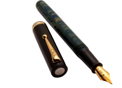 Ledos Click Orion TealBlue & Light Brown Ebonite Barrel 3in1 Ink Filling FINE NIB Fountain Pen(Ink Color - Converter System)