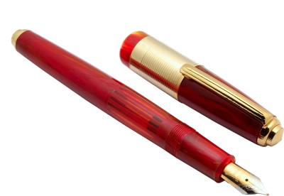 Ledos Oliver 71G Gold Demonstrator With Golden Trims Red Fountain Pen(Eyedropper System)