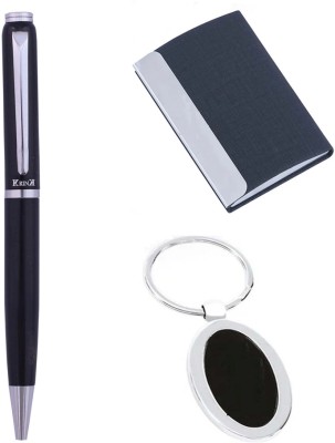 Krink B218-CH02-KC02 3in1 Metal Ball Pen, Keychain and ATM Card Holder Pen Gift Set(Blue)