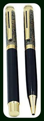 parmarth enterprises Juno Black Color Premium Metal Body Fountain Pen & Ball Pen Gift Set Nib(Ink Color - Blue)