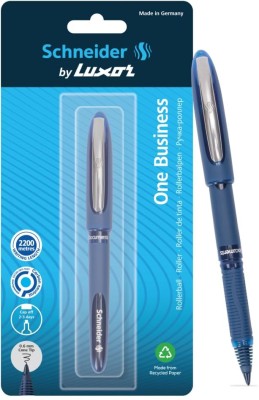 Schneider By Luxor One Business | Cone Tip | 0.6 mm | 2200 Meters Writing Length | Waterproof Ink Roller Ball Pen(Ink Color - Blue)