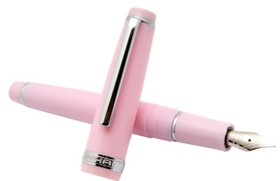 Ledos Jinhao 82 Pink Resin Acrylic Fine Nib Chrome Trims Fountain Pen(Ink Color - converter system)
