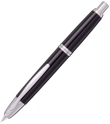 PILOT Capless Black/Rhodium RH Fountain Pen – 18Kt Gold Rhodium-Plated Fine Nib Fountain Pen(Ink Color - Black)