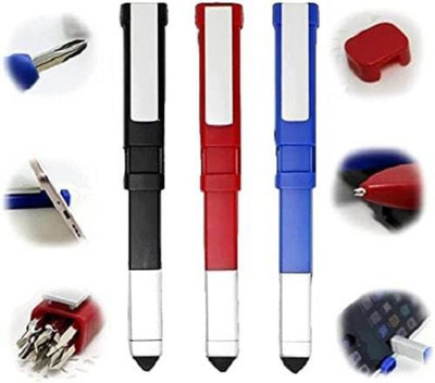 SIMESTICH 4 in 1 Tech Tool Pen Pen Clip(Ink Color - Blue)