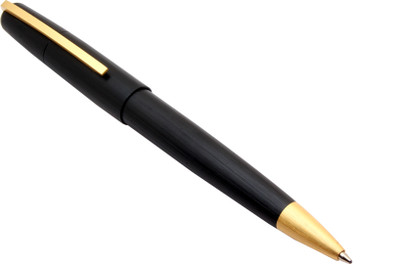 Ledos Epic Charcoal Matte Black Metal Body Retractable With Golden Trims Ball Pen(Ink Color - Blue Refill)