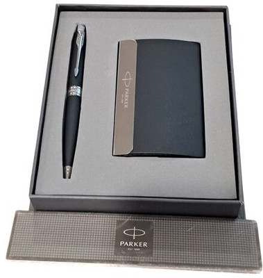 PARKER Aster Matte Black CT Ball Pen with Visiting Card Holder Pen Gift Set(Ink Color - Blue)
