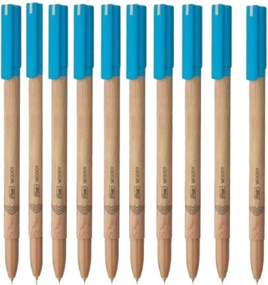 FLAIR Woody Ball Pen Wallet Pack | 0.7 mm|Attractive Woody Design| Smudge Free Writing Ball Pen(Pack of 20, Ink Color - Blue)
