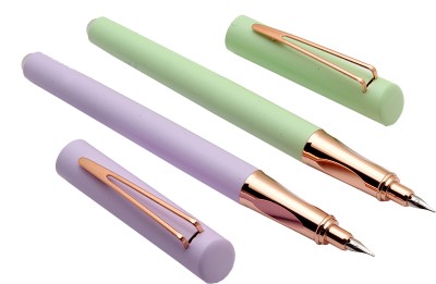 Ledos Paili 5029 Green & Lavender Metal Body Fine Nib Rose Gold Trims Fountain Pen(Pack of 2, Ink Color - Converter System)