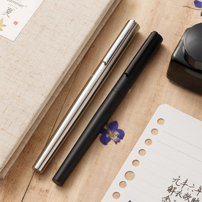 Ledos Set Of 2 - Jinhao 35 Matt Black & Silver Metal Body Fine Nib With Converter Fountain Pen(Pack of 2, Ink Color - Blue)