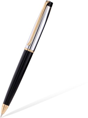 Tylos Vibe Black/Silver Pen with Gold Cap Studded Stone on Top Gold Arrow Clip Metal Ball Pen(Ink Color - Blue)