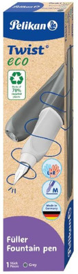 Pelikan Twist® eco Fountain Pen for Right and Left-Handed Users, Grey, Nib M Fountain Pen(Ink Color - Blue)