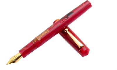 Ledos Click Aristocrat Gold Edition Red Marble Fine Nib Fountain Pen(converter system)