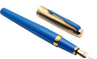 Ledos Dikawen 8077 Golden & Blue Metal Body Arrow Clip Fountain Pen(converter system)