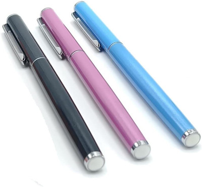 e-Globex World Hero Fountain Pen 3266 All Rounder Nib | 360 Degree Angle Writing Fountain Pen(Pack of 3, Ink Color - Black, Sky Blue)