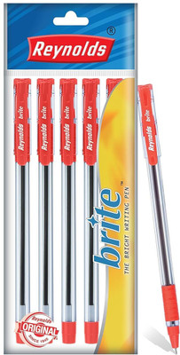 Reynolds BRITE BALL PEN SET (5 RED PENS) Ball Pen(Pack of 5, Ink Color - Red)