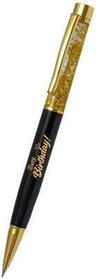 UJJi Happy Birthday Printed Golden Liquid Filled Brass Body Ball Pen(Ink Color - Blue )