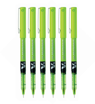 PILOT Hi-Tecpoint V5 Roller Ball Pen(Pack of 6, Ink Color - Light Green)