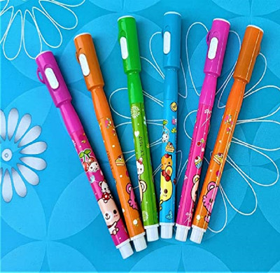 apcatio invisible pen with uv light Multi-function Pen(Pack of 6, Ink Color - Blue)