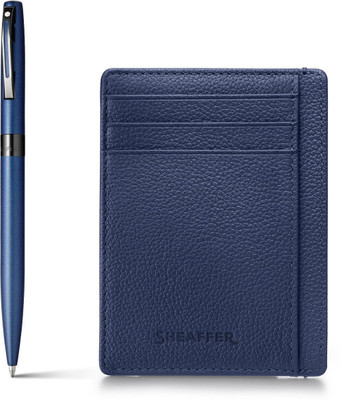 SHEAFFER G9018 Set of 2 Reminder Blue Ball Pen with Sapphire Credit Card Holder Pen Gift Set(Pack of 2, Ink Color - Black)